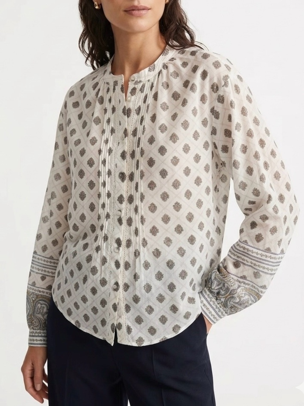Veronica Beard Lollie Dove Multi Blouse XS Boho Chic Cottagecore